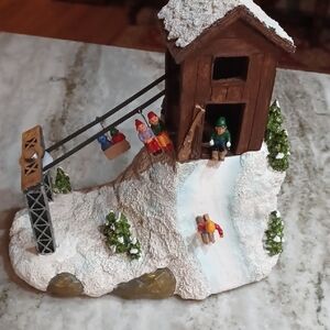 Charming Holiday Ski Lodge Figurine